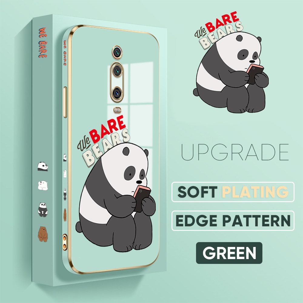 TA for Xiaomi Mi 9T / 9T Pro / Redmi K20 / K20 Pro Back Cover + Free Lanyard Panda Reading Luxury 6D Plating Case Side Pattern Soft Silicone Square Phone Cases