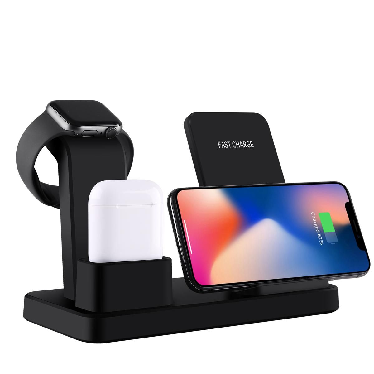 Q12 Wireless Charging Dock Universal for Apple iPhone/Watch/AirPods Fast Charger Stand Carregador