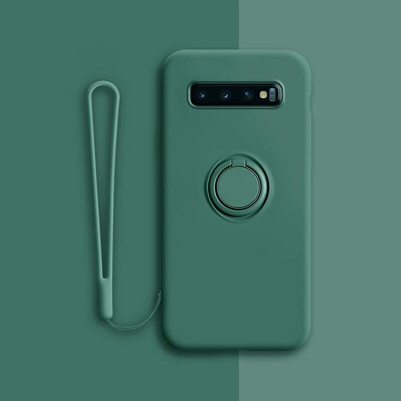 Soft Silicone Case For Samsung Galaxy S10 Plus S21 S20 Ultra 5G S Note 20 9 10 S9 S8 S10E S10Plus Phone Covers Ring Holder Stand