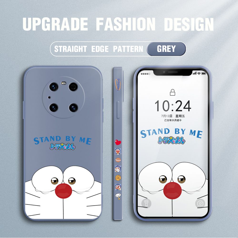 Jizetin for Huawei Mate 40 Pro Plus Case New Cartoon Stand by Me Doraemon Anime Side Design Phone Cover Liquid Silicone Cases