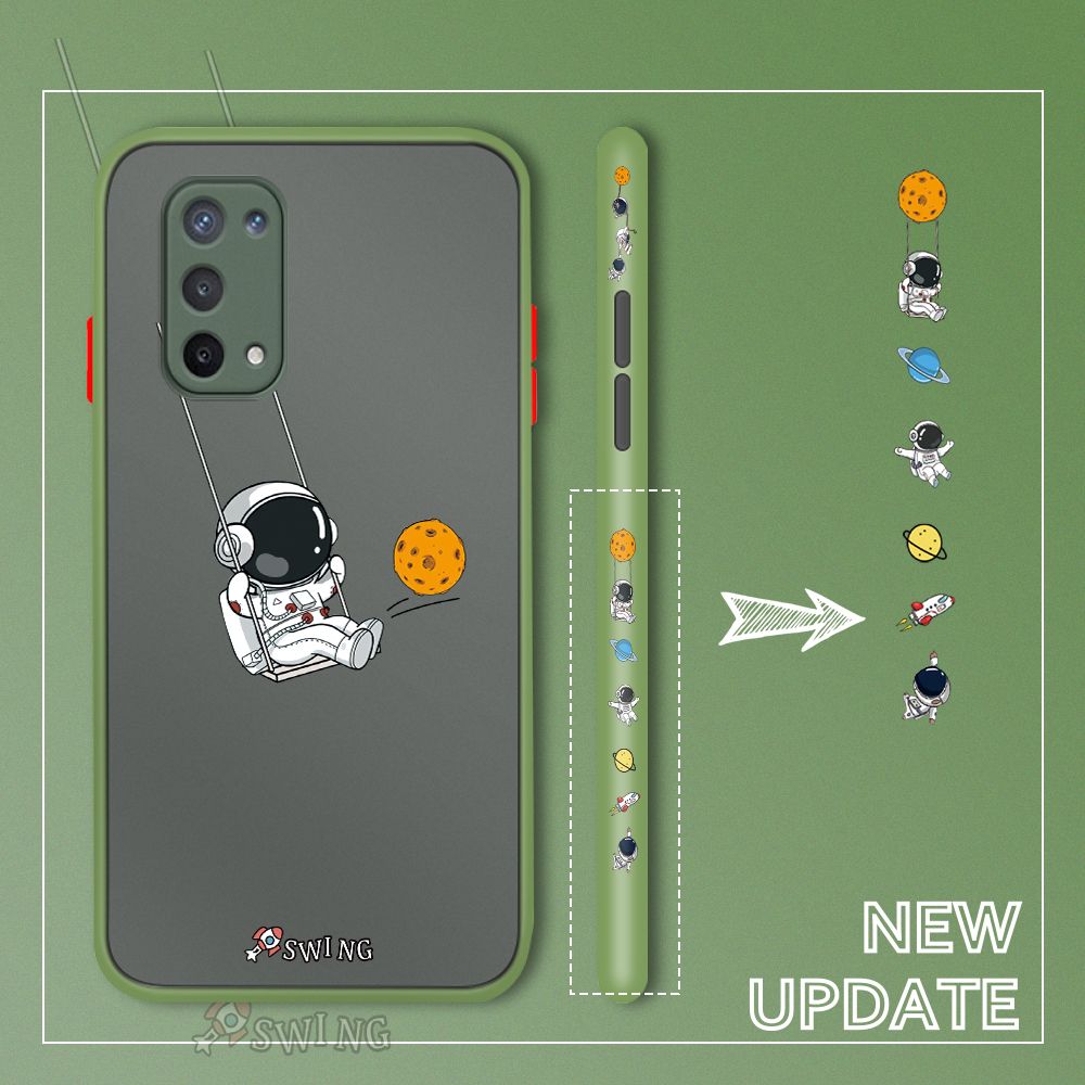UCUC for OPPO A74 5G Back Cover Swing Astronaut Side Printed Design Phone Case Ultra Thin Frosted Cover Shockproof Phone Cover