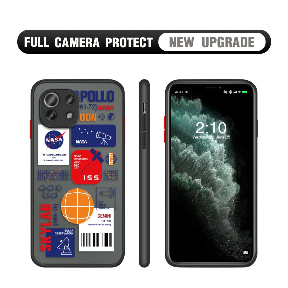 Hontinga for Xiaomi 11 Lite 4G / 5G / 11 Lite NE 5G Case Travel Poster Camera Shockproof Protection Cases Edge Frosted Transparent Phone Cover