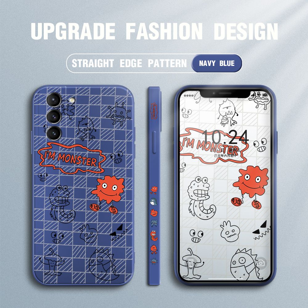 Jizetin for Samsung Galaxy S21 Plus 5G Case Side Design Phone Cover Printed Text “I Am Monster ” Cover Square Edge Pattern Liquid Silicone Trend Case