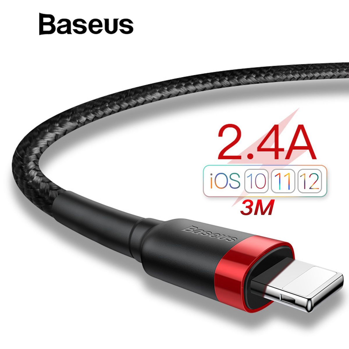 【 ETOP 】 Baseus Classic USB Cable for iPhone 11 Pro Max X XR Xs max Charger USB Data Cable for iPhone 11 Pro Max X XR Xs Max 8 7 6 6s Plus 2.4A USB Charging Cable Phone Cord Adapter