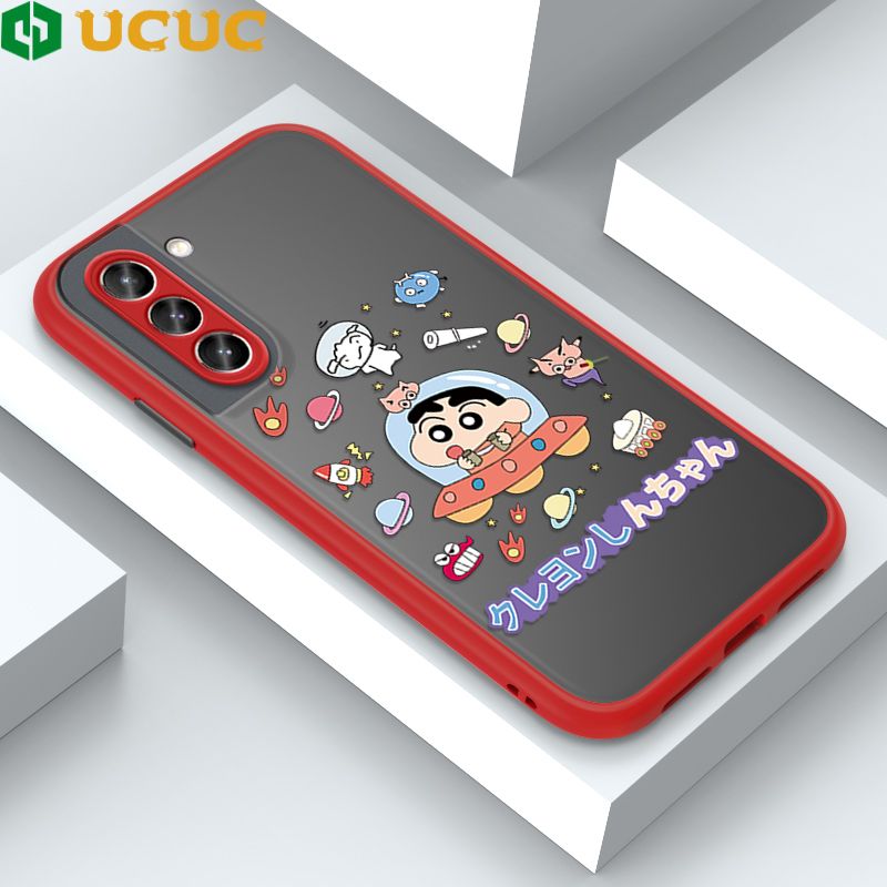 UCUC for Samsung Galaxy S21 Plus 5G Back Cover Spaceship Shinchan Frosted Transparent Hard Phone Case Thin Shockproof Full Cover Camera Protect Case