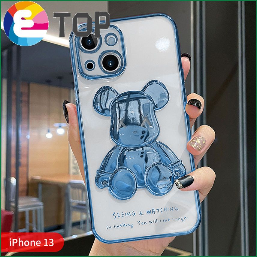 Suitable for Apple 12 mobile phone shell transparent bear 11promax electroplating shell iPhone113 silicone soft shell 13pro