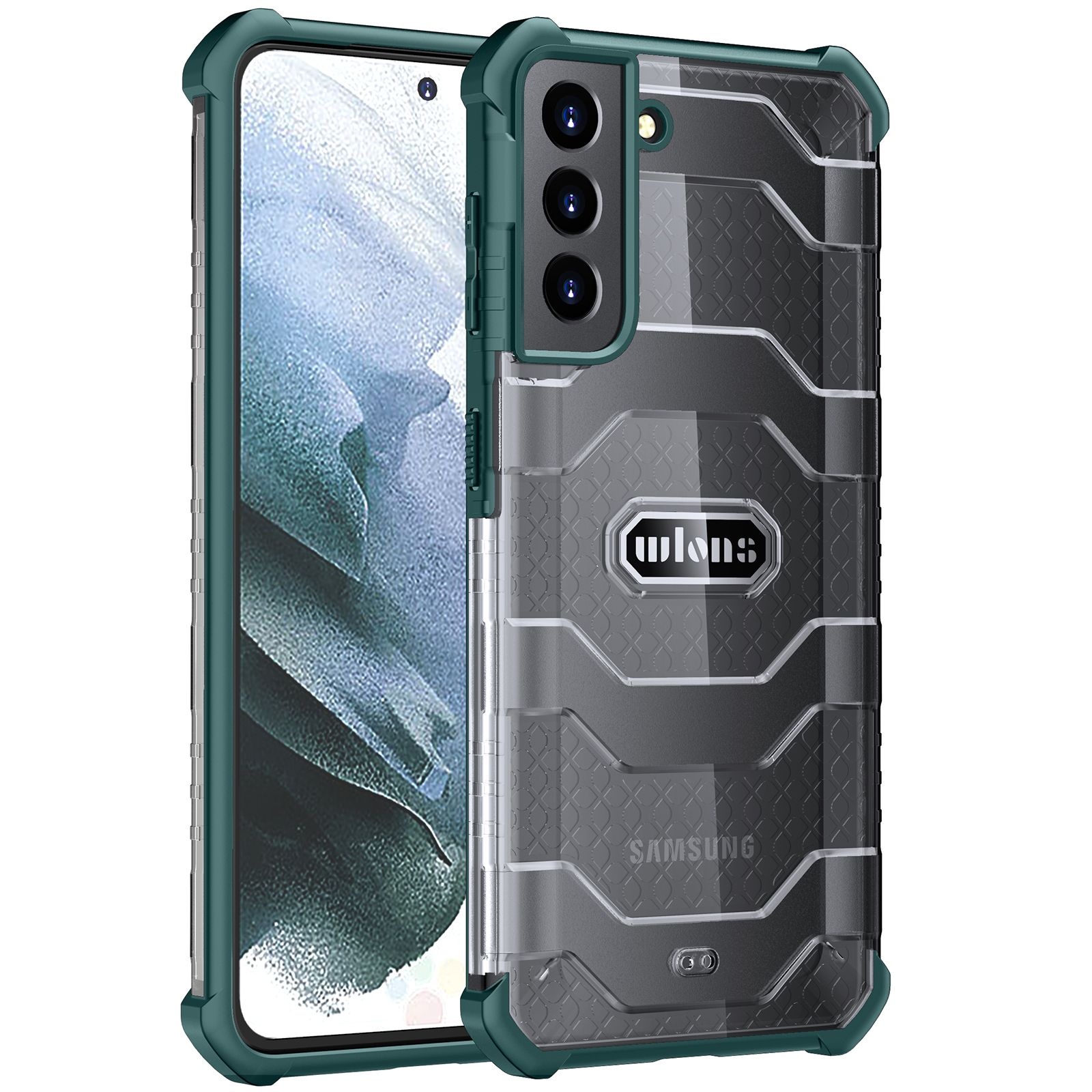 For Samsung Galaxy S21 5G 2 in 1 Hybrid Translucent PC Back Reinforced Corners TPU Bumper Military Grade Drop Protection Cover