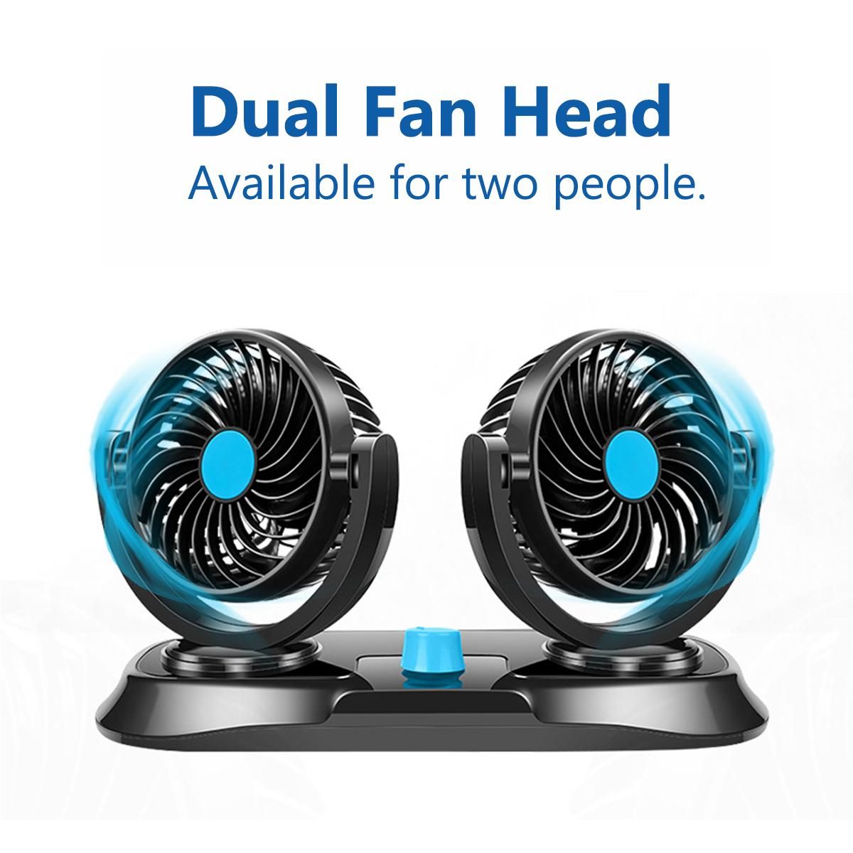 Helpful 360° Rotatable 12V Dual Head Mini Oscillating Fan Cooling Cooler 2 Speed Adjust