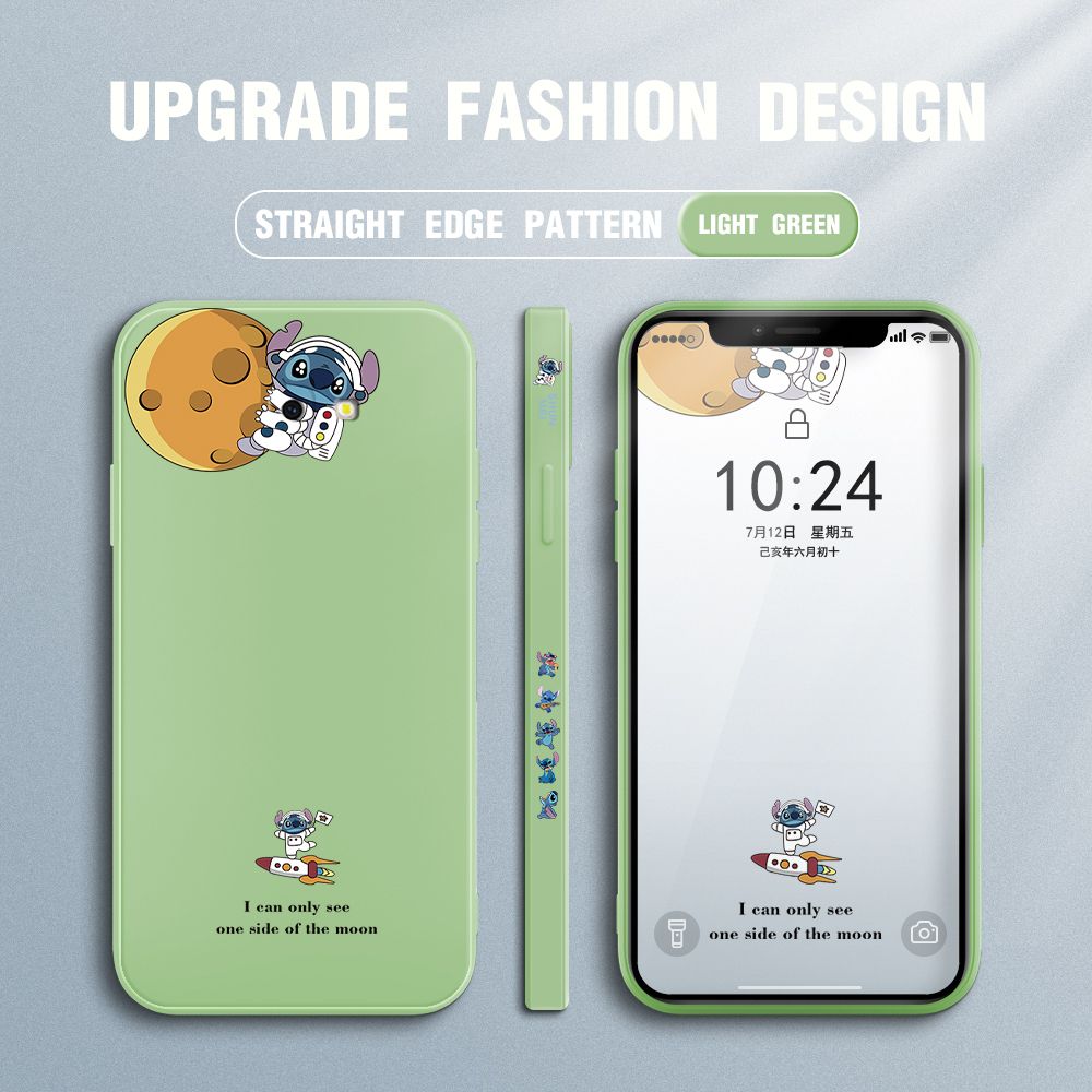 Jizetin for Samsung Galaxy J4 Plus 2018 Case Side Design Phone Cover  Astronaut Stitch Cover Square Edge Pattern Liquid Silicone Trend Case