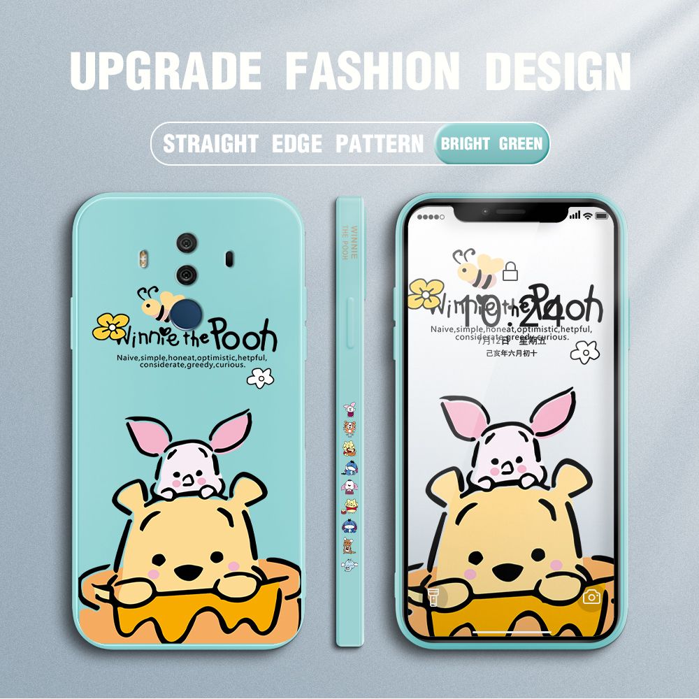Jizetin for Huawei Mate 10 Pro Case Side Design Phone Cover Lovely Cartoon Pooh Bear Cover Square Edge Pattern Liquid Silicone Trend Case