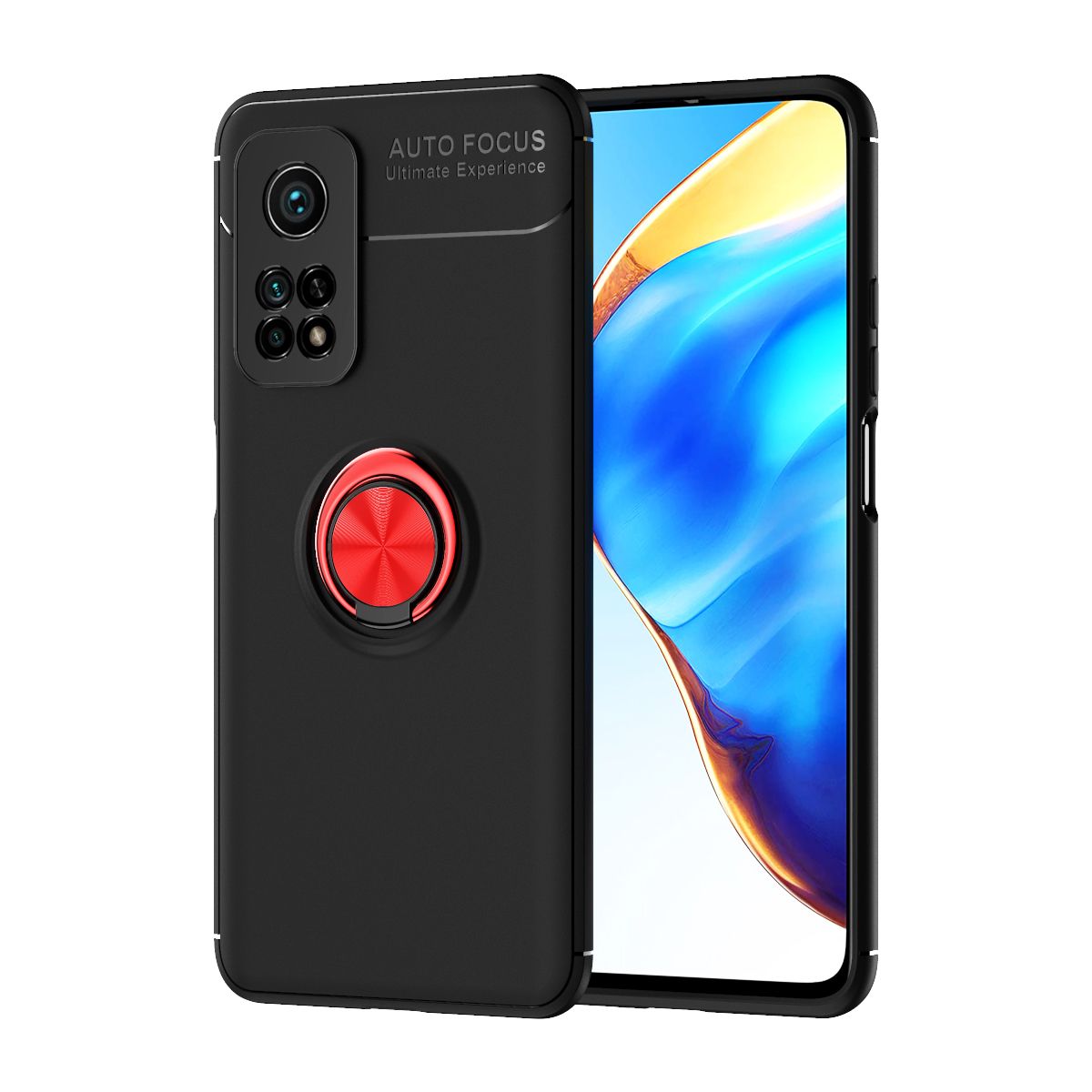 For Xiaomi Mi 10T Pro 360 Degree Rotating Ring Clip Holder Case (Compatible with Magnetic Car Mount) Resilient TPU Drop Protection Armor Protective Case Cover