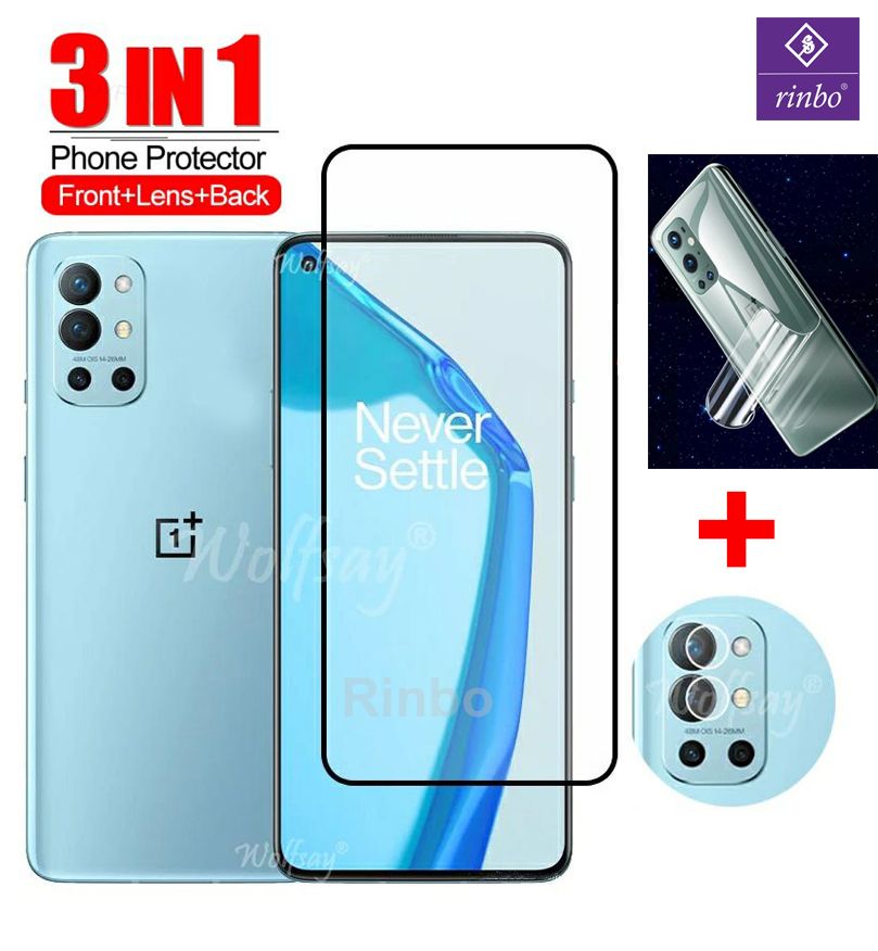 Rinbo For OnePlus 9R 3-in-1 Combo Pack Rinbo Screen Protector Glass + Camera Lens Protector + Back poly