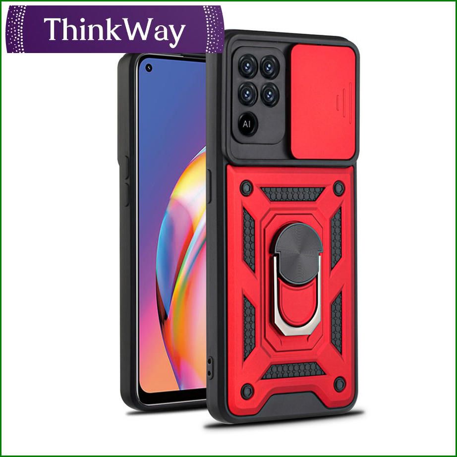 Slide Camera Lens Case Armor Ring Cover with Stand Shockproof Casing For OPPO Reno6 5G & OPPO A16