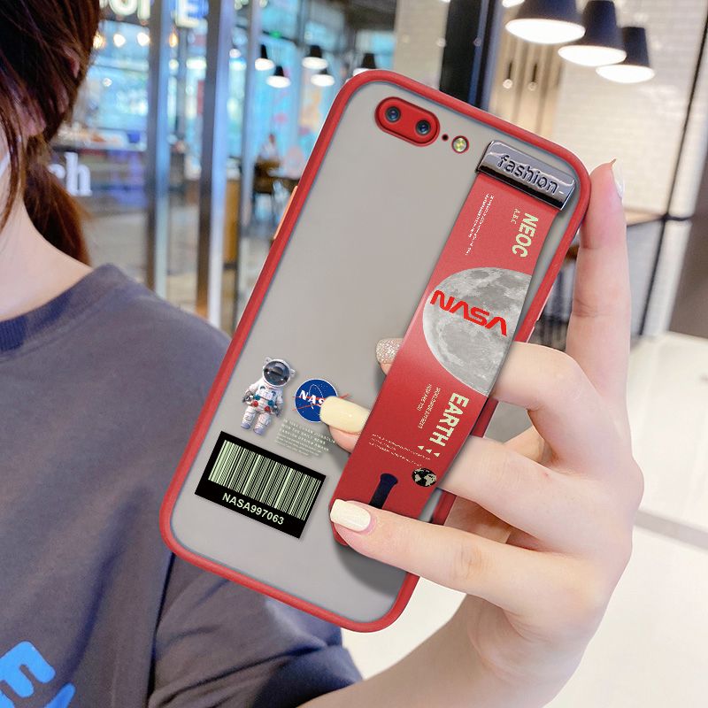 UCUC for OnePlus 5 Wrist Strap Case Creative Cartoon Astronaut Wristband Printing Cover Shockproof Frosted Phone Case