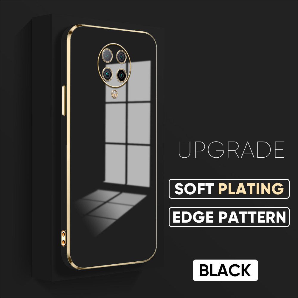 TA for Xiaomi Poco F2 Pro Cover Luxury 6D Plating Soft Casing Silicone Square Frame Phone Case Shiny Bling Back Cover + Free Lanyard