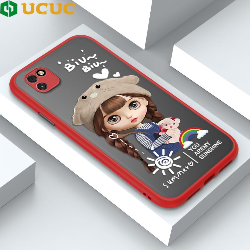 UCUC for Huawei Y5P Back Cover Rainbow Lovely Girls Frosted Transparent Hard Phone Case Thin Shockproof Full Cover Camera Protect Case