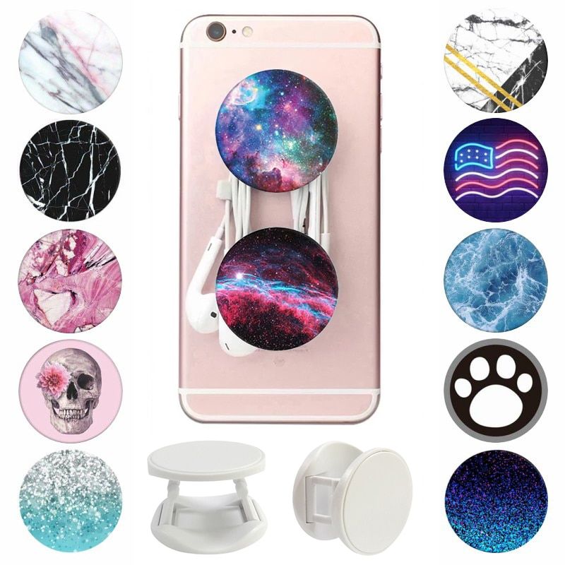 Universal 2021 Marble Brilliant Starry Sky Phone Holder попсокет for Mobile Phones Ring Pocket Socket Exanding Stand and Grip
