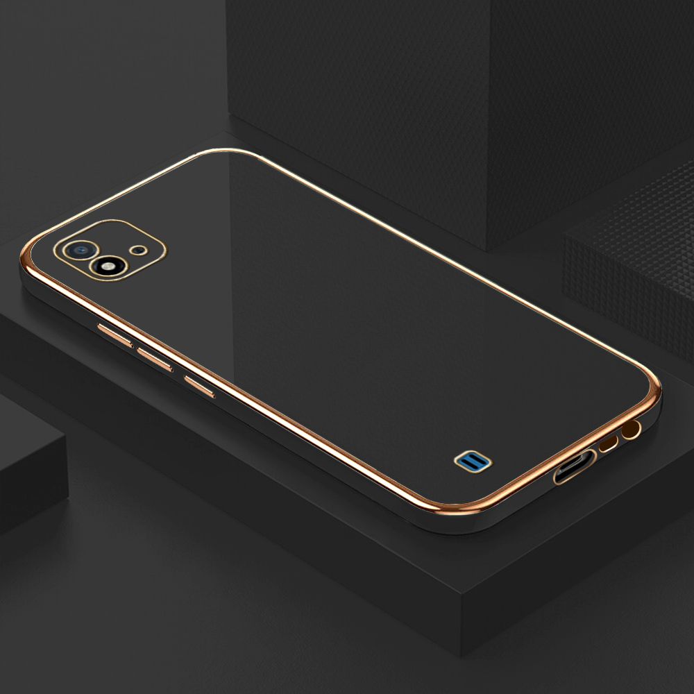 ZeroQiQi for Realme C11 2021/Realme C20/C20A Back Cover Luxury 6D Plating Case Side Pattern Soft Silicone Square Phone Cases + Free Lanyard