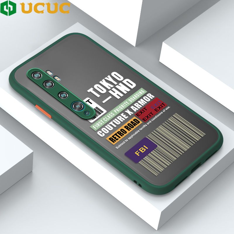UCUC for Xiaomi Note 10 Pro Case Creative Text Graffiti FBI Pattern Design Frosted Transparent Cell Phone Cases Shockproof Full Cover Camera Protect Phone Case