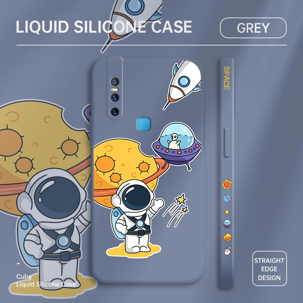 Casing For Vivo V11I V15 V15 Pro Mobile Phone Case For Girls Boys New Moon Space Astronaut Design Edge Pattern Silicone Full Camera Protect Case Cover