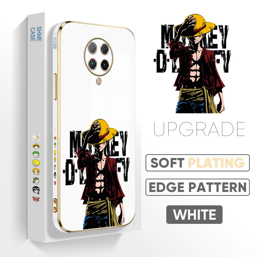 TA for Redmi K30 Pro / Xiaomi Poco F2 Pro / Pocophone F2 Pro / K30 Pro ZooM Back Cover + Free Lanyard Handsome Luffy Luxury 6D Plating Case Side Pattern Soft Silicone Square Phone Cases
