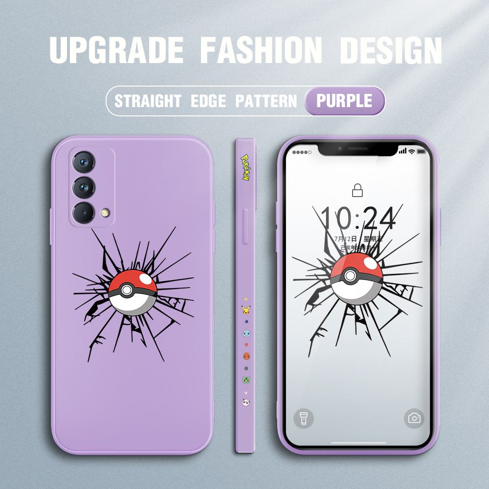 Jizetin for Realme GT Master Case Cartoon Pokémon Pocket Monster Design Side Design Phone Case Square Edge Pattern Liquid Silicone Cases Full Cover Camera Shockproof Protective Case