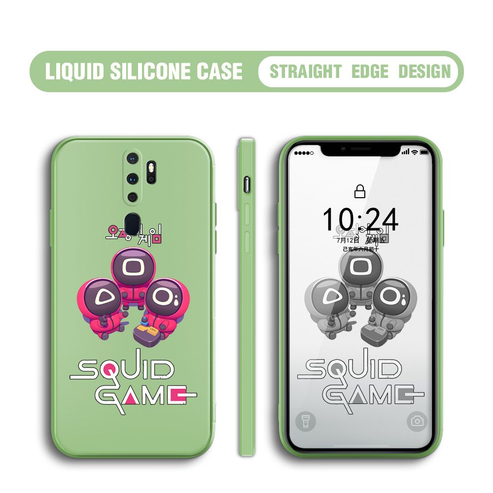 UCUC for OPPO A9 2020 Case Cute Cartoon Cute Squid Character Phone Cover Square Liquid Silicone Shockproof Phone Protective Case