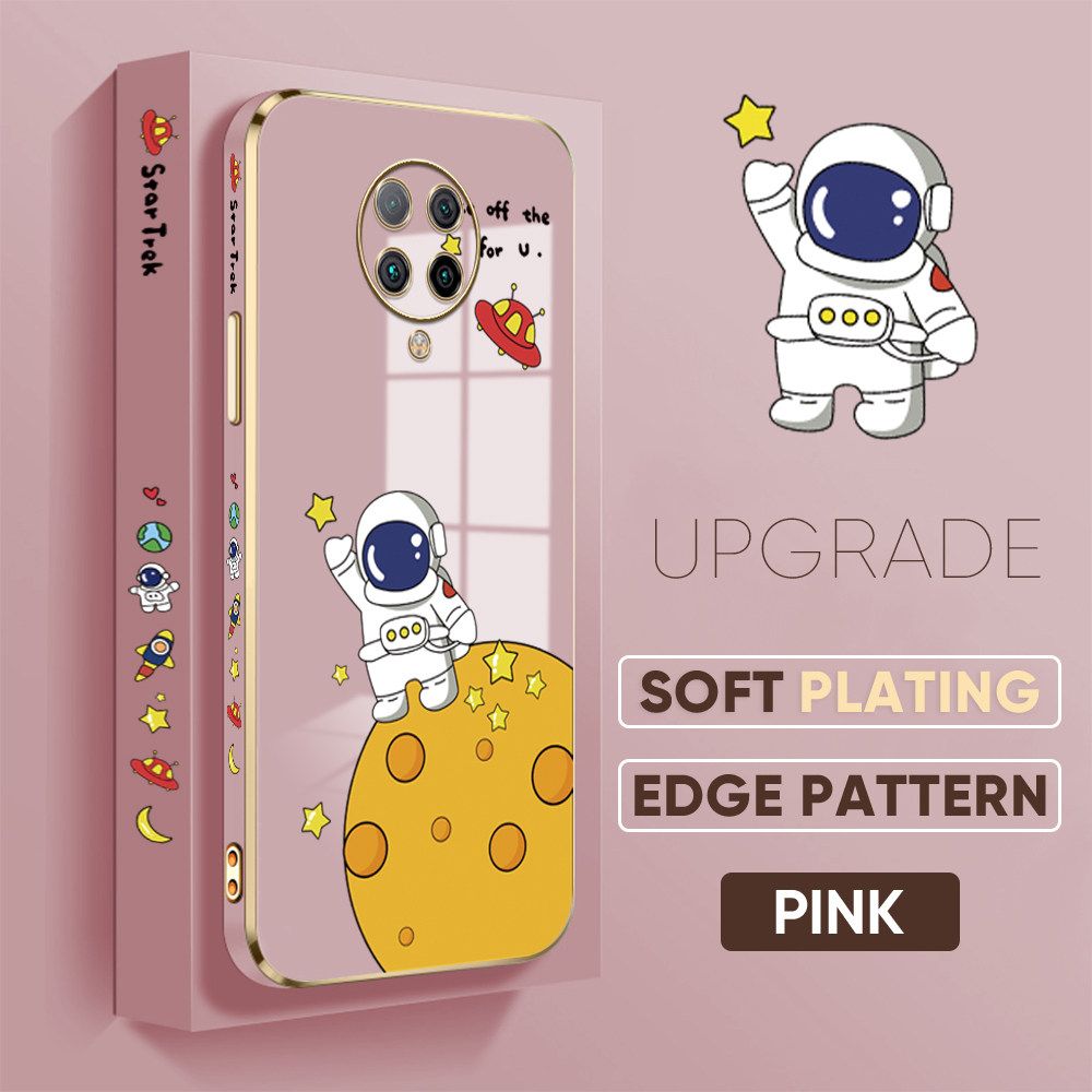 TA for Redmi K30 Pro / Xiaomi Poco F2 Pro / Pocophone F2 Pro / K30 Pro ZooM Back Cover + Free Lanyard Planet Astronaut Luxury 6D Plating Case Side Pattern Soft Silicone Square Phone Cases