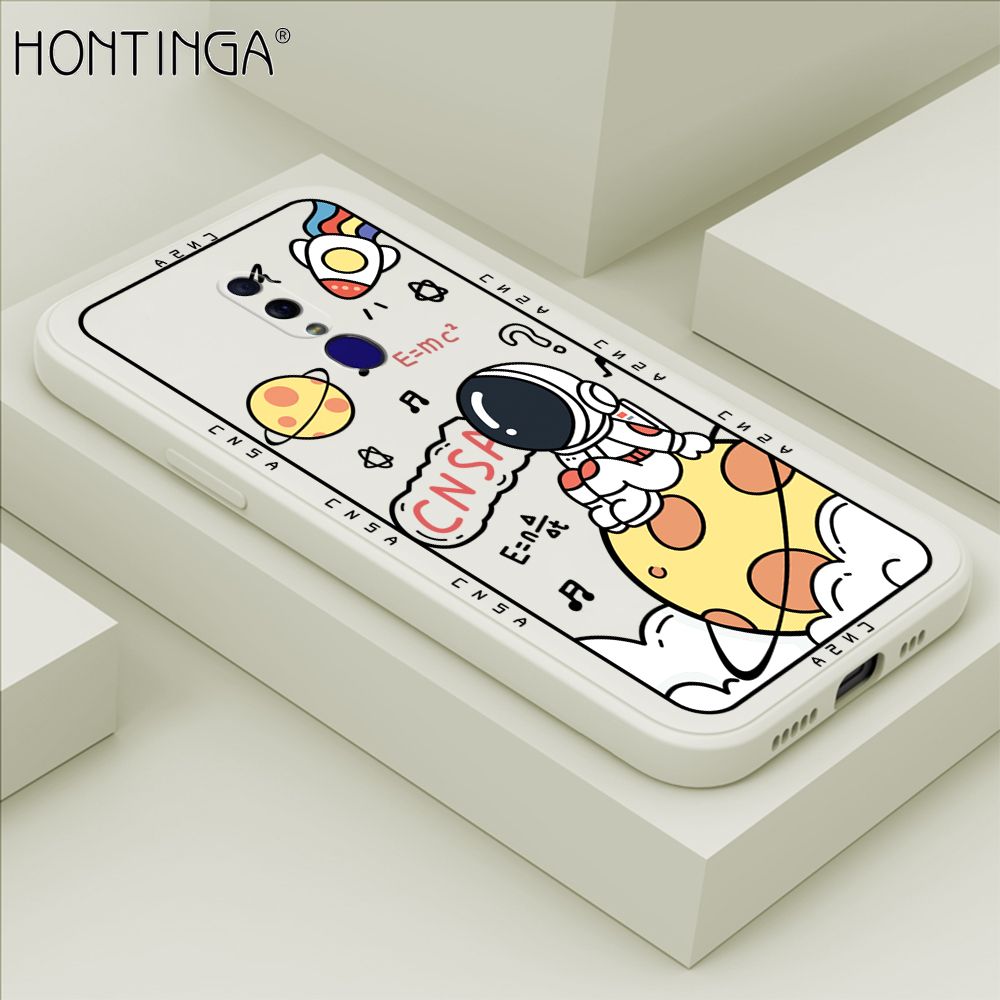 Hontinga for OPPO F11 Case Cartoon Astronauts Phone Case Phone Case Soft Square Edge Silicone Cases Full Lens Cover Shockproof Protection Cover