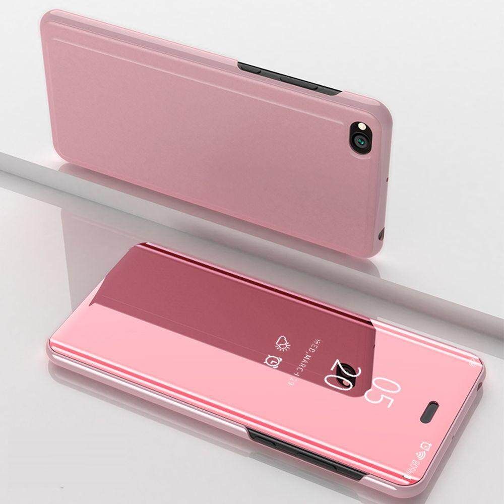 For Xiaomi Redmi 5A Mirror Plating Hard PC -PU Leather Translucent Standing View Case Cover