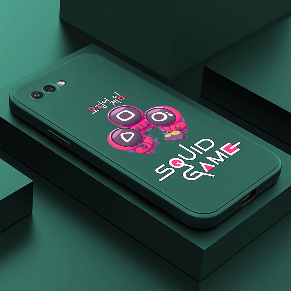 ZeroQiQi for Honor 10 Case Cute Cartoon Cute Squid Character Phone Cover Square Liquid Silicone Shockproof Phone Protective Case