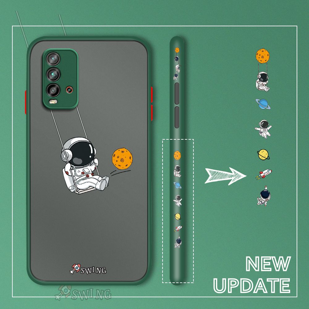 UCUC for Redmi 9T Back Cover Swing Astronaut Side Printed Design Phone Case Ultra Thin Frosted Cover Shockproof Phone Cover