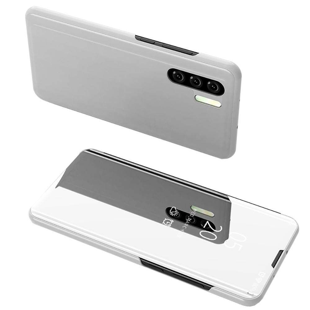 For Huawei P30 Pro Mirror Plating Hard PC -PU Leather Translucent Standing View Case Cover