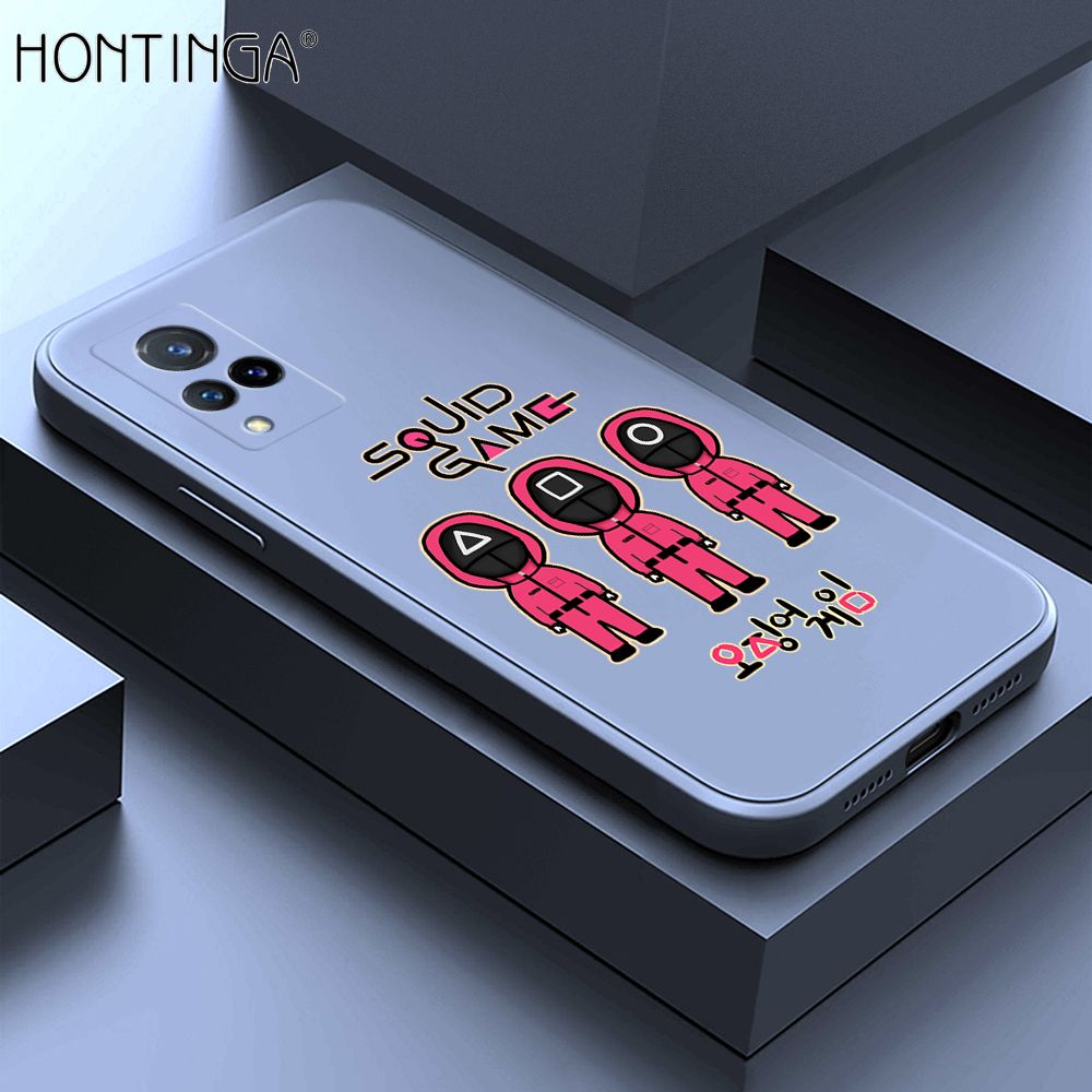 Hontinga for Vivo V21 5G Case Trend Cartoon Korean Squid Phone Cover Liquid Silicone Case Phone Protective Case