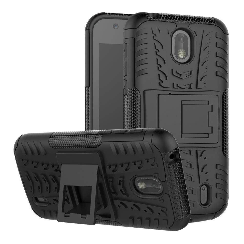 For Nokia 1 Dual Layer Heavy Duty Armor Tough Hybrid Shockproof Stand Protective Case Cover