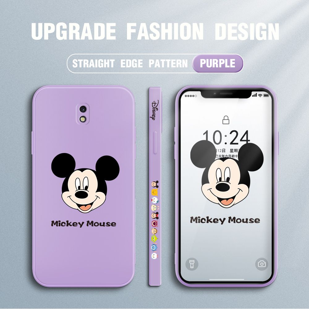 Jizetin for Samsung Galaxy J7 Pro Case Creative Cartoon Mouse Avatar Side Design Phone Case Square Edge Pattern Liquid Silicone Cases Full Cover Camera Shockproof Protective Case
