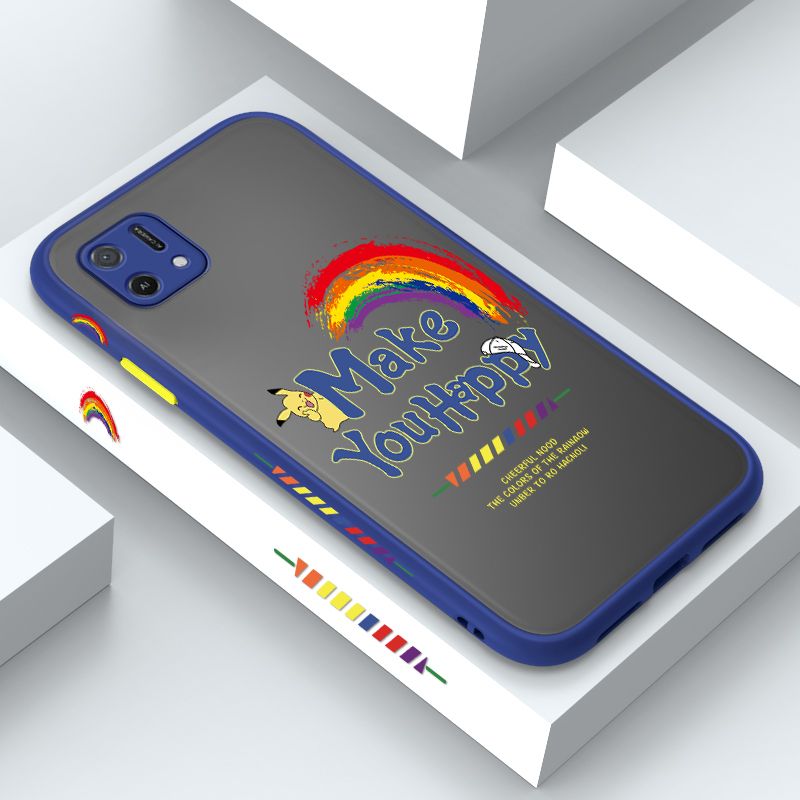UCUC for OPPO A16K Back Cover Rainbow Pikachu Side Printed Design Phone Case Ultra Thin Frosted Cover Shockproof Phone Cover