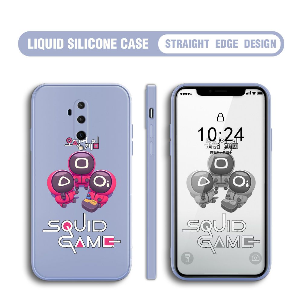 UCUC for OnePlus 7T Pro Case Cute Cartoon Cute Squid Character Phone Cover Square Liquid Silicone Shockproof Phone Protective Case