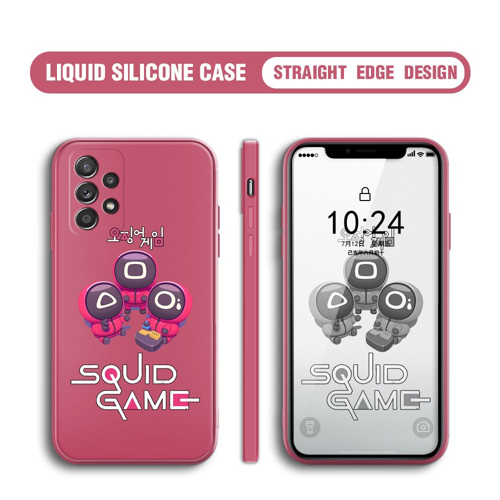 UCUC for Samsung Galaxy A52S 5G Case Cute Cartoon Cute Squid Character Phone Cover Square Liquid Silicone Shockproof Phone Protective Case