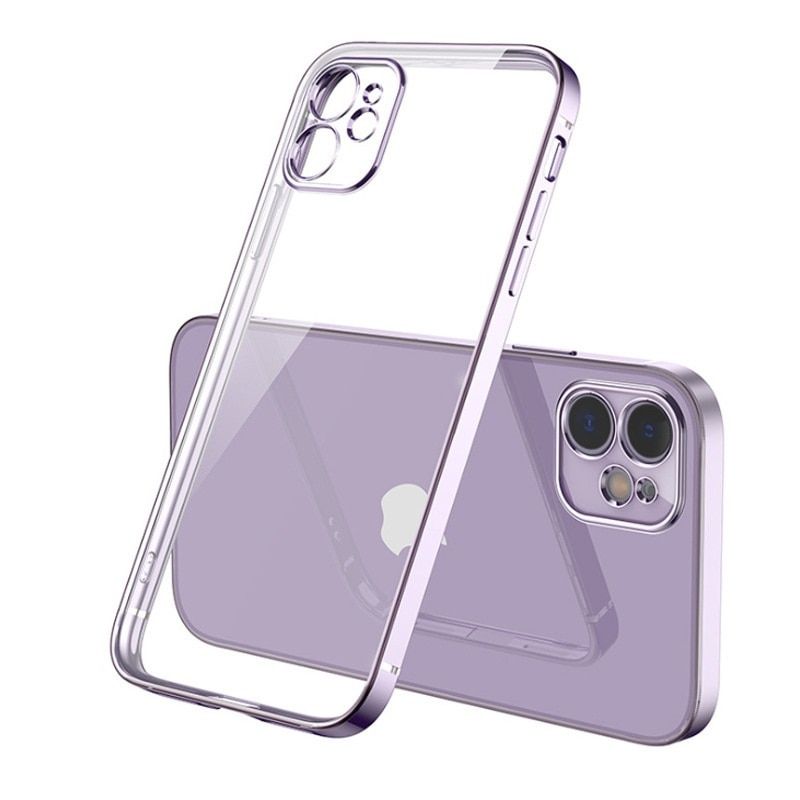 Luxury Plating Square Frame Matte Soft Silicone Case For iPhone 13 12 11 Pro Max Case Transparent Cover For iPhone 12 13 Mini