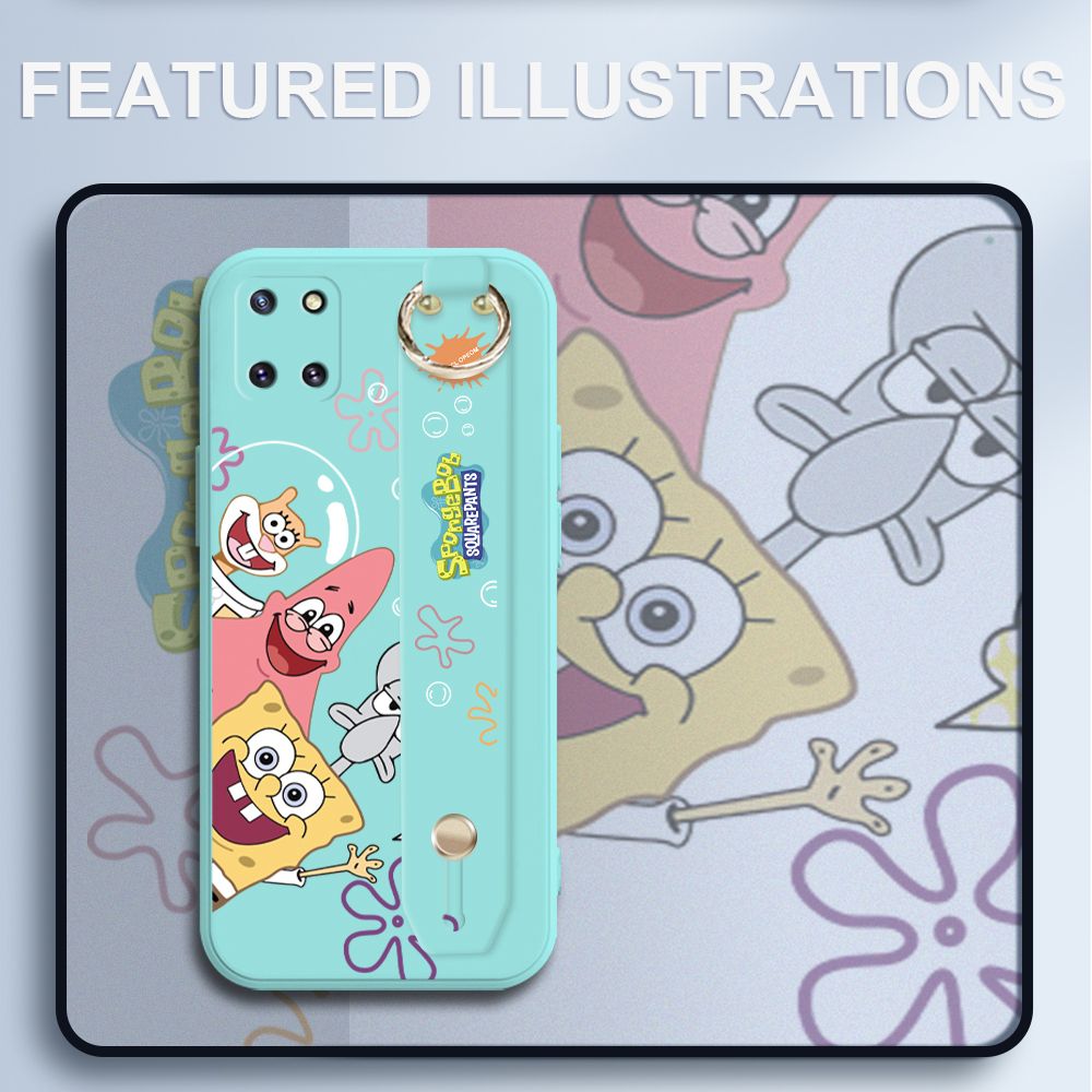 UCUC for Samsung Galaxy M60S Wrist Strap Case Funny Cartoon Sea Creatures Cover Ultra Thin Anti Fall Liquid Silicone Phone Case