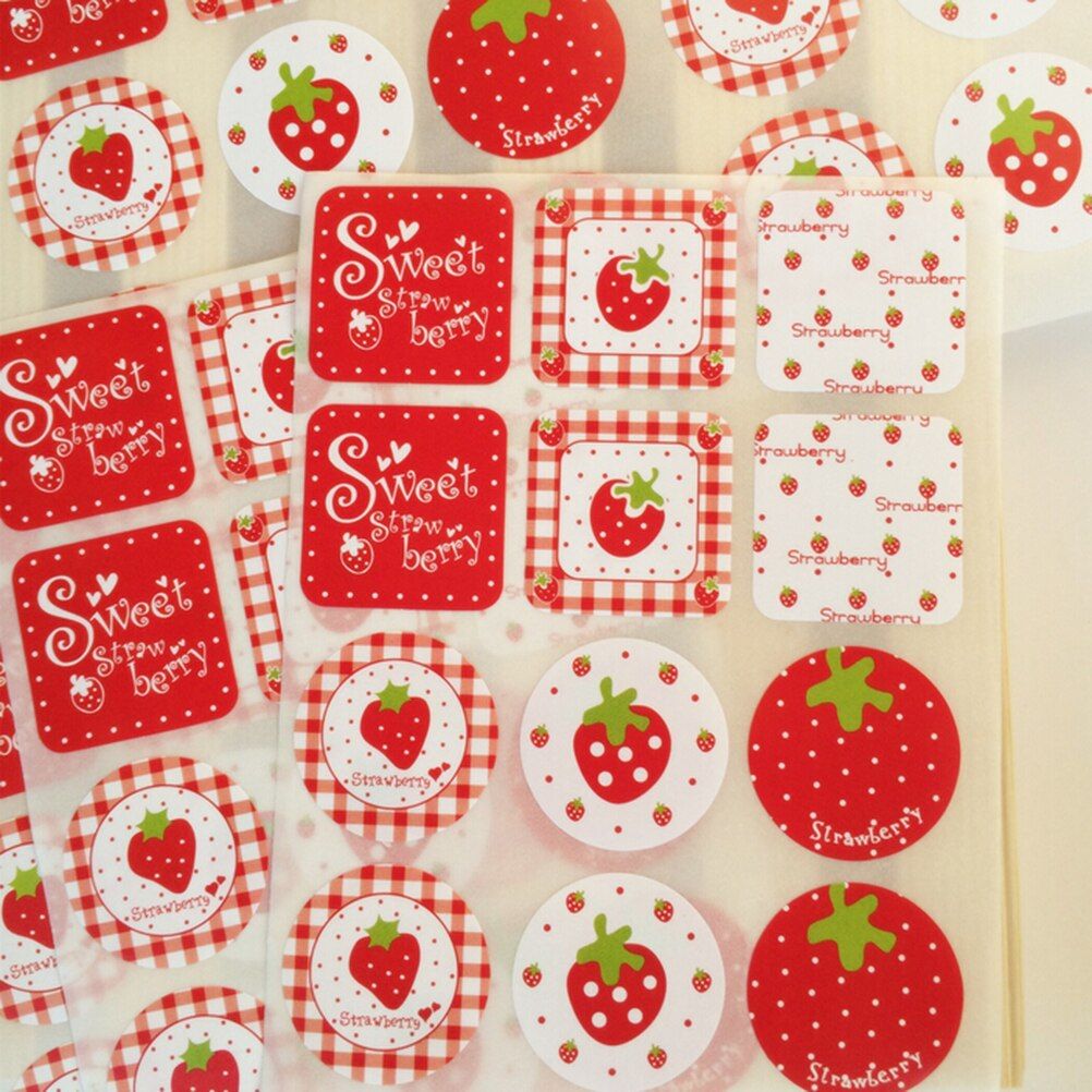Cute Strawberry Pattern Scrapbook Paper Sticker Label Adhesive Stickers Decoration Gifts 24 Pcs/lot Wholesale