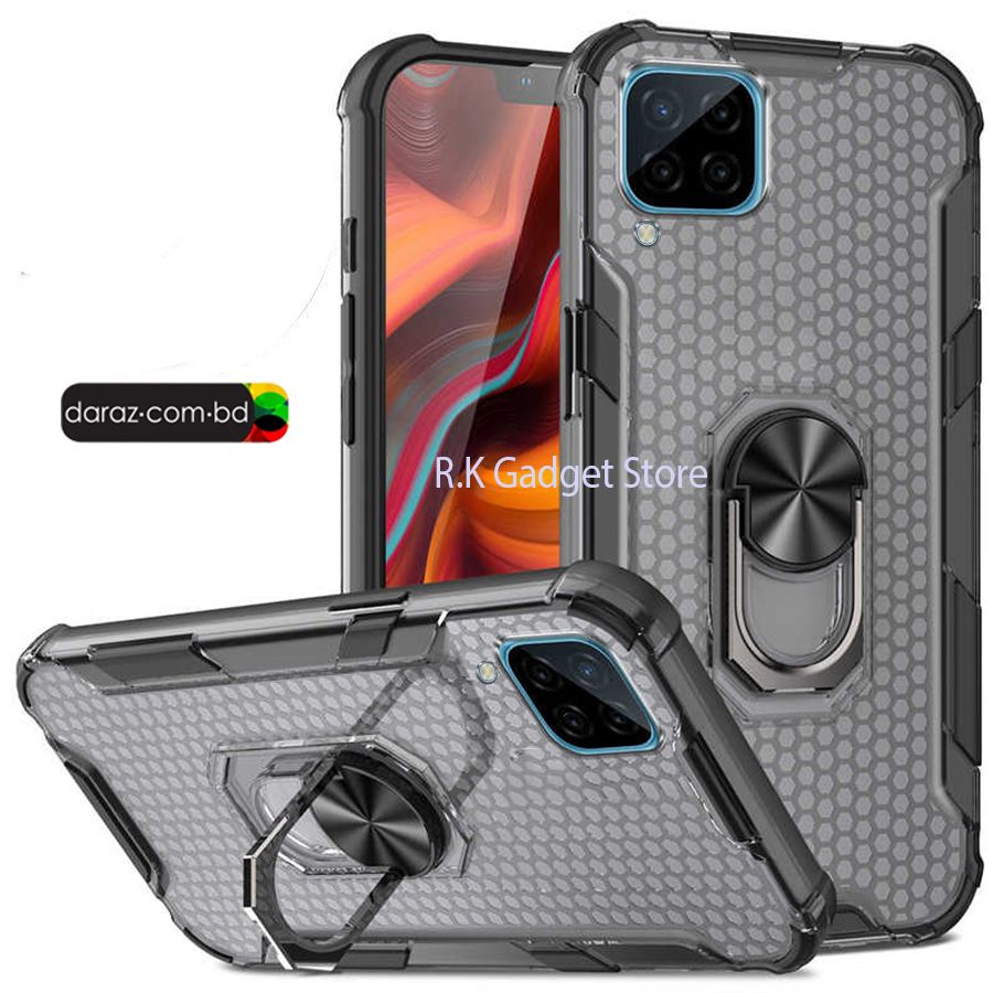 For Samsung Galaxy A22 4G / Galaxy F22 Honeycomb Armor Magnetic Ring Bracket Phone Case For Samsung A22 4G Back Cover - Camera - Phone Back Cover