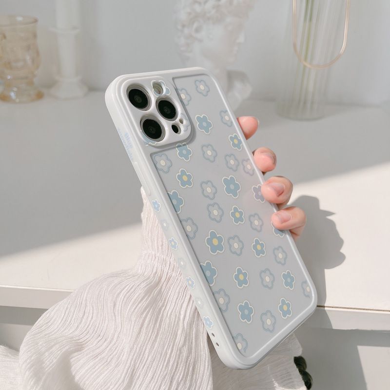 Light Blue Cute Flower Pattern Soft Silicone Cover Mobile Phone Protective Case