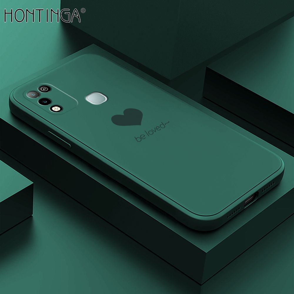 Hontinga for Infinix Hot 10 Play / Hot 11 Play Case Simple Lover Heart Pattern Back Cover Soft Square Edge Liquid Silicone Phone Cases