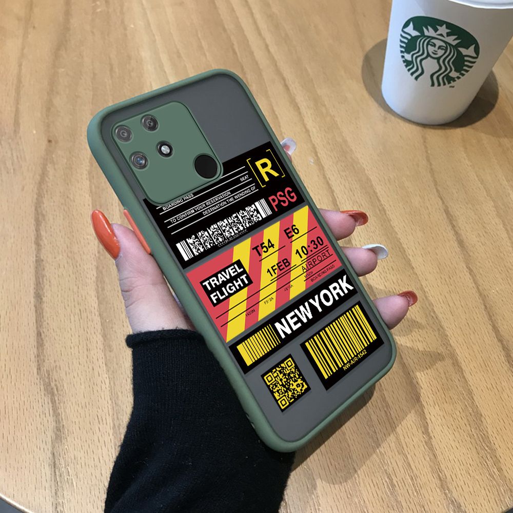 Jizetin for Realme Narzo 50A Back Cover Stripe Air Ticket Mobile Phone Case Ultra Thin Full Lens Protection Phone Case for Boy