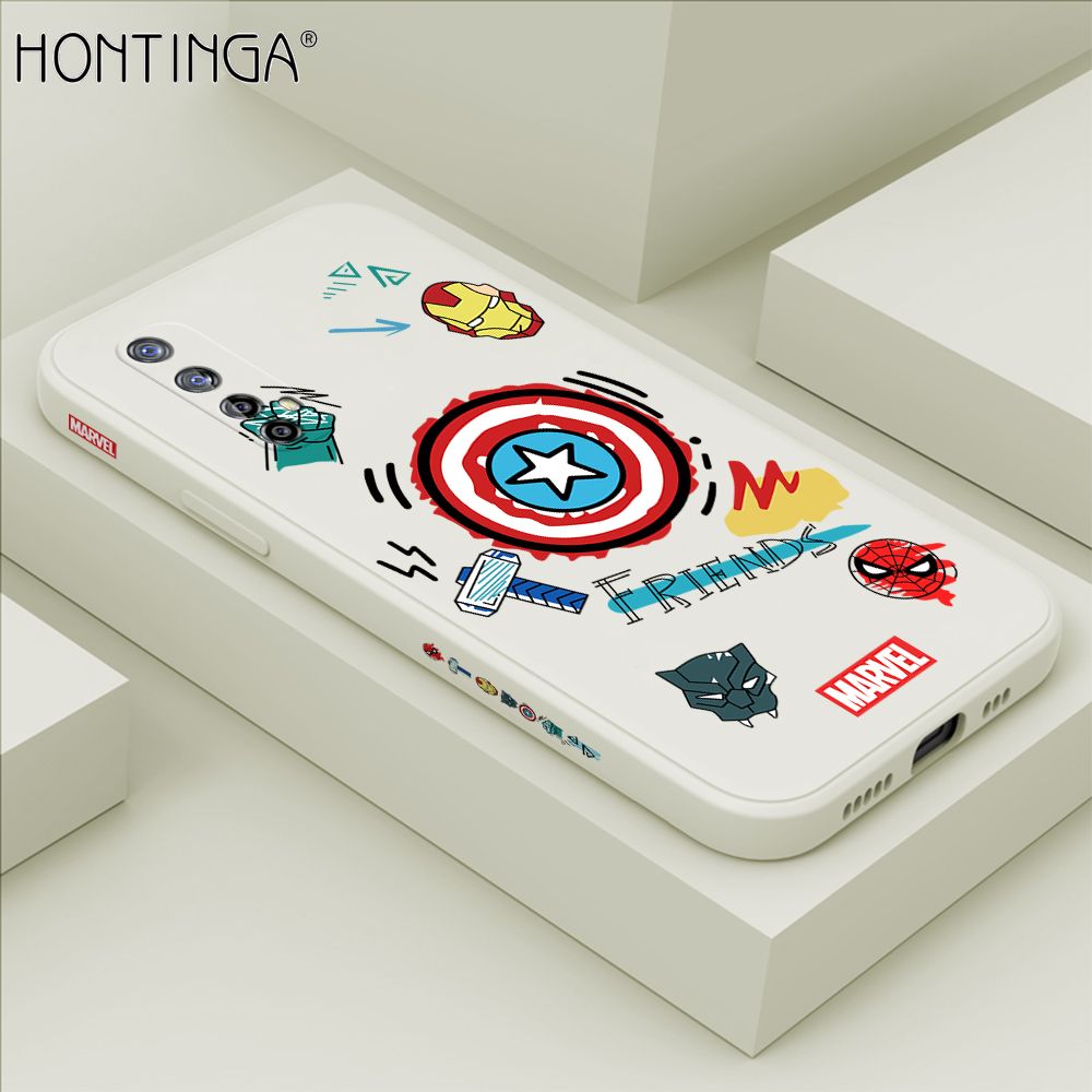 Hontinga for Realme Narzo 20 Pro Case Side Design Trendy Cartoon Sign Back Cover Soft Square Edge Pattern Liquid Silicone Phone Cases