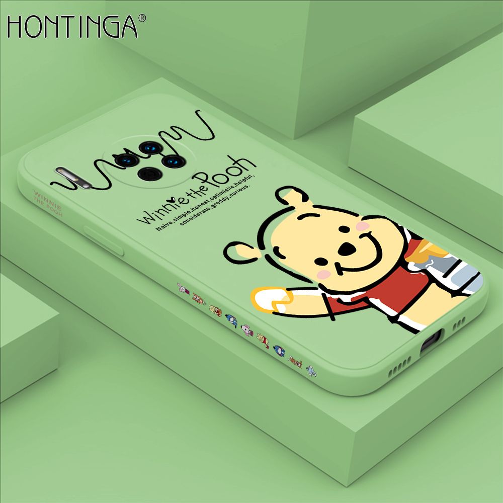 Hontinga for Huawei Mate30 Case Side Design Hello Little Bear Back Cover Soft Square Edge Pattern Liquid Silicone Trend Phone Cases