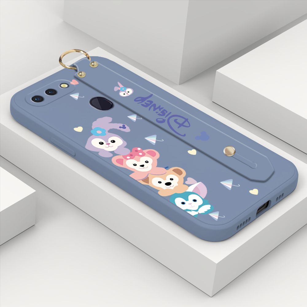 ZeroQiQi for OPPO R15 Pro Wrist Strap Case INS Cute Style Creative Cartoon Rabbit and Fox Cover Thin Square Edge Liquid Silicone Phone Case