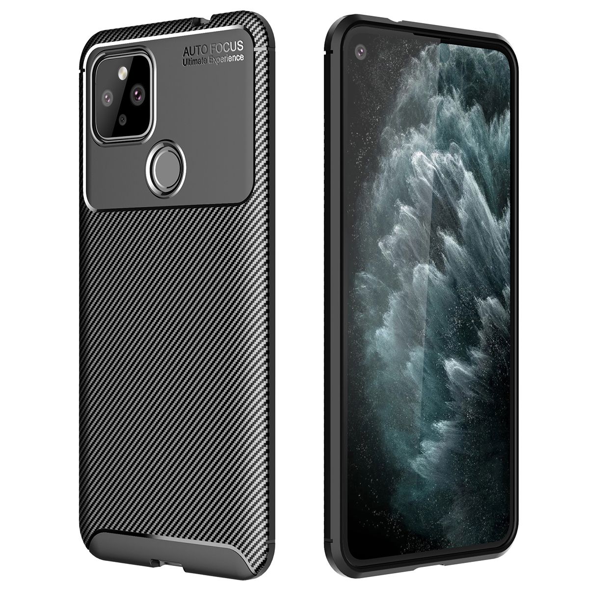 For Google Pixel 5 XL Case Soft Back Cover Anti-knock TPU Bumper Carbon Fiber Phone Case